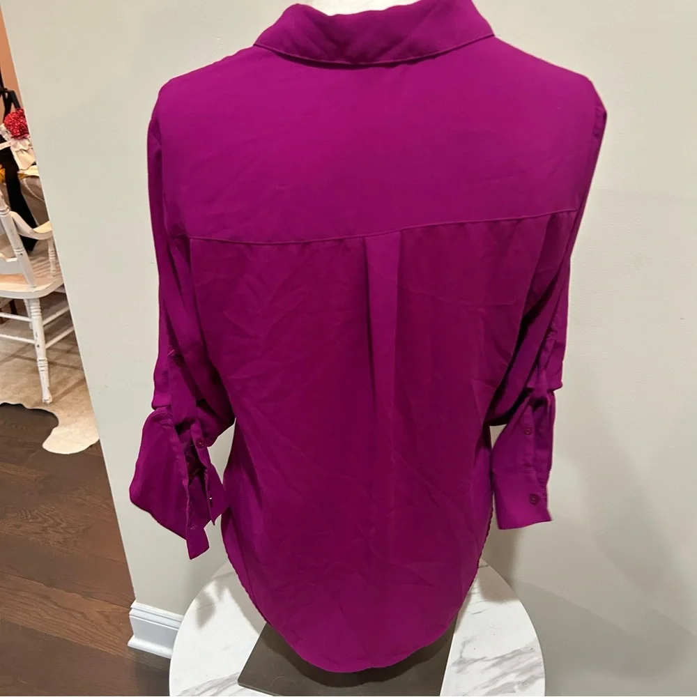 Express Portfolio shirt Pink 3/4 Sleeve Button Down Blouse - Picture 3 of 5